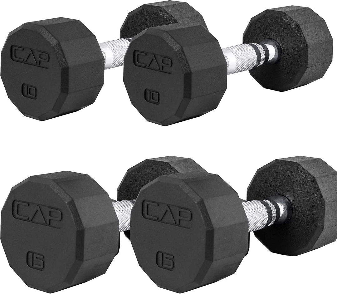 CAP Barbell Coated Hex Dumbbell Weights - 50 LB, 10 Lb - 2 Pcs, 15 Lb -2 Pcs