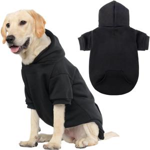 KOOLTAIL Basic Dog Hoodie - Soft and Warm Dog Hoodie Sweater with Leash Hole and Pocket, Dog Winter Coat, Cold Weather Clothes Sweatshirt for Dogs Puppy Cat Boys Girls Black L (Large (Pack of 1))