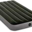 Intex 64763E Dura-Beam Standard Downy Air Mattress: Fiber-Tech – Queen Size – Built-in Foot Pump – 10in Bed Height – 600lb Weight Capacity