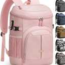 Pritent Cooler Backpack for Men Women Insulated Waterproof Backpack Cooler Leak Proof Cooler Bag Lightweight Lunch Backpack for Camping Beach Travel Picnic (30 Cans, Pink)