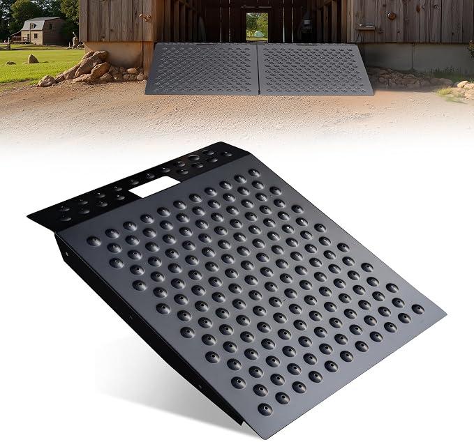 VNN 29" x 24" Shed Ramp for Riding Mower - 750 LB Capacity Shed Ramps, Anti-Slip Punch Plate Ramp for ATV, Motorcycles, Garages & Barns (1PC,Black, Alloy)