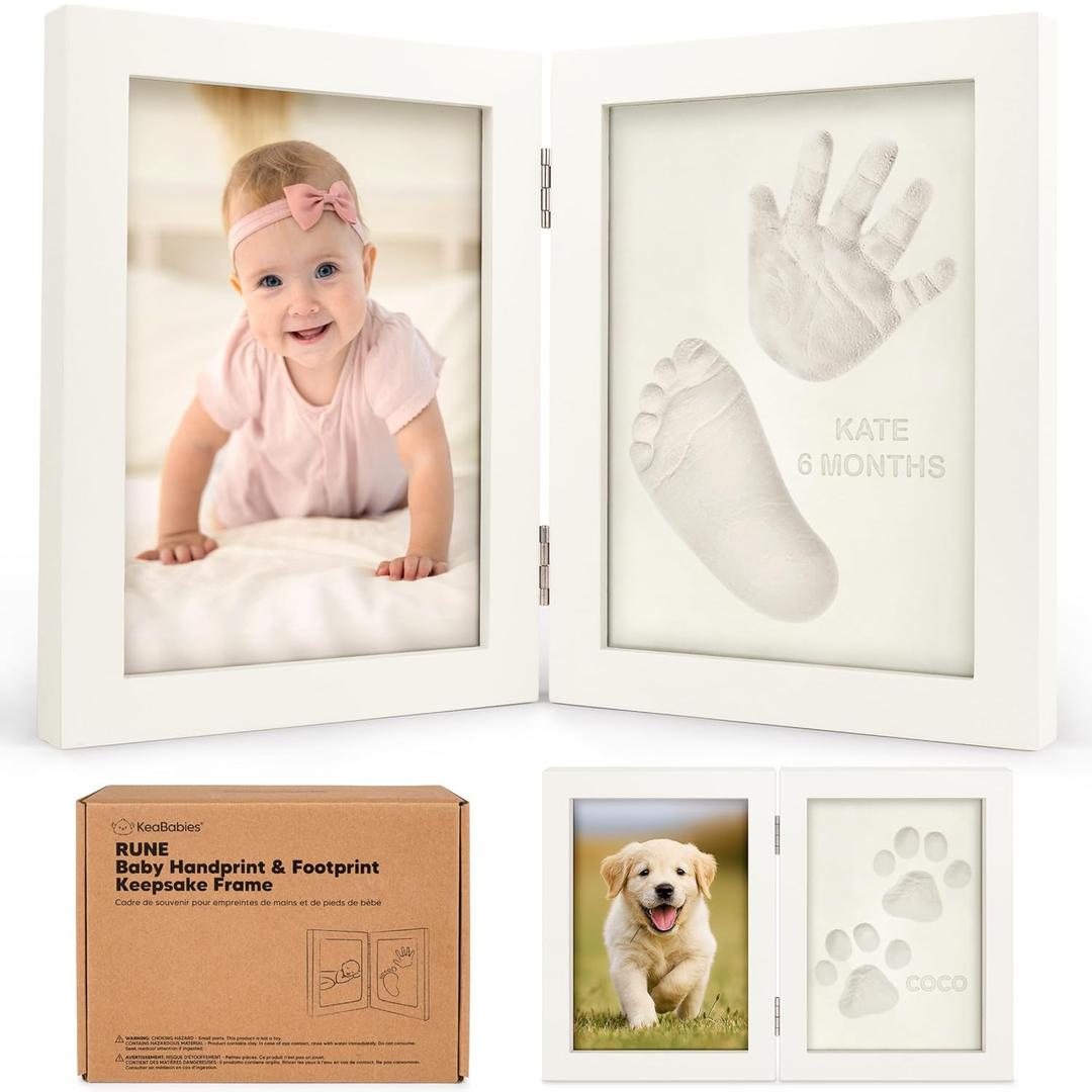 Baby Hand and Footprint Kit - Quick Dry Clay for Newborn Keepsake Feet and Handprint, Nursery Picture Frame, Cat Dog Paw Print Kit,Personalized New Mom Gifts for Baby Showers & Registry(Alpine White)