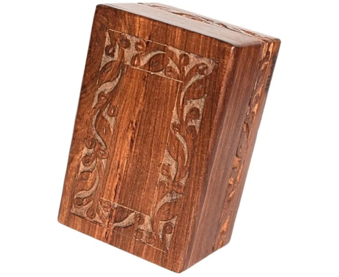 AA Global Woods and Handicrafts Handmade Wooden Pet Urn Box with Carved Design Polished Finish Memorial Box for Dog or Cat Ashes (Small)