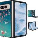 for Google Pixel Fold Case 2023 Slim Lightweight Hard PC Shook Proof Protective Phone Case Cover for Google Pixel Fold 5G - Cherry Blossom and Fish