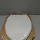 Mayfair Bennett Toilet Seat with Brushed Nickel Hinges, Slow Close Wood Seat, Secure Metal Hinges, Easy Install, Elongated, White