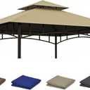 Grill Gazebo Replacement Roof, 5x8ft Outdoor BBQ Gazebo Canopy Cover, Double Tiered Grill Gazebo Replacement Roof for #L-GG001PST-F (Khaki)