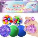 WISYME 5PACK Stress Balls for Adults Size 2.36 inches, Squishy Balls for Adults Stress Relief, Squishies Ball Sticky Balls, Squeeze Balls Colorful Balls