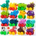 JOYIN Animal Cars, Soft Rubber Car Set Toy, Baby Mini Vehicles, Bath Toy Car for Boys and Girls,Summer Beach and Pool Activity Gift, Party Favors for Kids, Christmas Kids Gifts