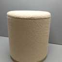 PINPLUS Round Ottoman with Storage Set of 2, Vanity Stool with Storage, Small Ottoman with Tray Teddy Velvet Foot Rest Stool for Bedroom, Living Room, Dorm (Beige), Small + Large