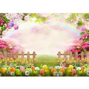 Dudaacvt 7x5ft Easter Backdrop Happy Easter Photography Backdrops Green Grass Photo Background Colorful Eggs Children Kids Adult Easter Party Backdrop