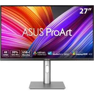 ASUS ProArt Display 27 4K HDR Professional Monitor (PA279CRV) - IPS, UHD (3840 x 2160), 99% DCI-P3/Adobe RGB, E < 2, Calman Verified, USB-C PD 96W, DisplayPort, Daisy-Chain, Ergonomic