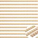 Nuanchu 12 Pcs Decorative Beaded Wood Trim Molding Half Wooden Beads Bobbin Trims 15.75 Inch Unfinished 3D Pearl Paintable Wood Molding for DIY Crafts Home Wall Cabinet Shelf Window Door (20 mm)
