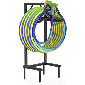 New Garden Hose Holder, Super Stable Freestanding Water Hose Holder Stand Holds 160-feet Hose, Detachable Hose Storage Reels Hanger Rack for Outside Yard Lawn Farm
