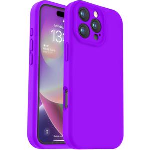 Vooii Compatible with iPhone 16 Pro Case, Liquid Silicone Upgrade [Camera Protection] [Soft Anti-Scratch Microfiber Lining] Shockproof Phone Case for iPhone 16 Pro 6.3 inch - Neon Purple
