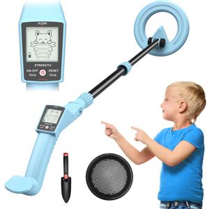 DR.TEK Metal Detector for Kids, Lightweight Kids Metal Detector with Intuitive LCD Display, Adjustable 27.5-39.7 Waterproof Metal Detectors with 6.6 Inch Coil for Kid Aged 3-12, Blue