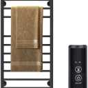 JSLOVE Towel Warmer Wall Mounted Heated Towel Racks with Built-in Timer, Plug-in/Hardwired Stainless Steel Hot Towel Rack, Heated Drying Rack Brushed Polish (Black, 12 Bars)