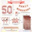 Rose Gold 50th Birthday Decorations for Her - Party Decor with Fifty Birthday Theme