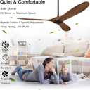 QUTWOB 60" Ceiling Fan with Remote Control No Lights,Modern Reversible DC Motor Indoor Outdoor 3 Blades Ceiling Fans for Patio Bedroom Living Room(Black+Dark Walnut)