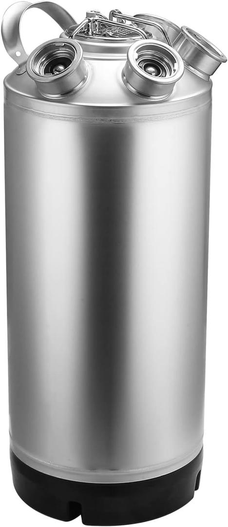 5 Gallon Cleaning Keg, 4 Head-Sankey D Ports, Wash Out Keg with Rubber Base for Beer Lines Cleaning