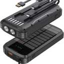 Solar Charger Power Bank, 40000mAh Portable Charger PD 20W Fast Charging Solar Power Bank Built in 4 Cables and USB-C in/Output, Camping Essentials External Battery Pack with Flashlights