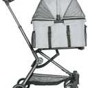 ROODO 2026 Upgraded Version 3 in 1 Dog Cat Stroller with Detachable Carrier Lightweight Folding Portable All Terrain Pet Travel System Puppy Kitty Doggie Bunny Stroller for 30lbs (Light Grey)