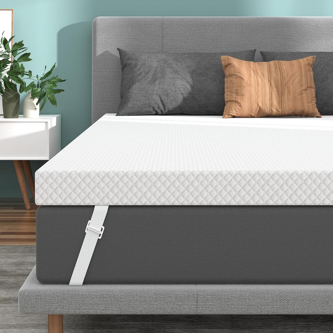 2 Inch Firm Mattress Topper Twin, Gel Infused Bed Topper for Back Pain Relief - Firm Foam Mattress Topper, CertiPUR-US Certified