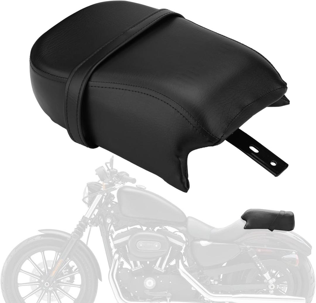 LKV Motorcycle Rear Leather Passenger Pillion Seat Pad Compatible With Harley Sportster Iron 883 XL883N 2018-2022 1200 XL1200N 2016-2022, Black