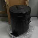 Autumn Alley Small Farmhouse Bathroom Trash Can, Pet Proof Matte Black Trash Can with Lid for Rustic Bathroom, Farmhouse Kitchen Step Waste Bin, Retro Metal Wastebasket 5L/1.3 Gal.
