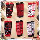 6 Pairs Graduation Pilates Grip Socks for Women Non Slip Yoga Socks with Grad Hat Pattern Congratulate Grad Gifts (Red)