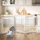 PAWLAND 72 Extra Wide Dog gate for The House, Doorway, Stairs, Freestanding Foldable Wire Pet Gate, Pet Puppy Safety Fence, 30" Height (White, 3 Panels)