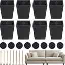 3 inch Square Tapered Plastic Furniture Legs,8 Pack Sofa Legs Replacement with Mounting Screw for Sofa TV Stand Ottoman Couch Cabinet,Black (8, 3 inch)