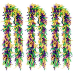 Camlinbo 3 PCS 45g Mardi Gras Feather Boa - 72" Boa Feathers for Party, Mardi Gras, Masquerade, Carnival, Concert & Home Decoration