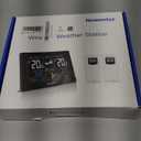 Newentor Weather Station Wireless Indoor Outdoor Thermometer, Color Display Digital Weather Thermometer with Atomic Clock, Barometric Pressure, Forecast Station with Adjustable Backlight,Black,2Sensor