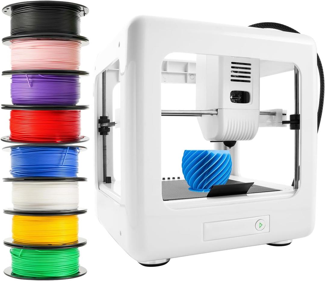 Mini 3D Printer for Beginners with 8 Colors PLA Filament, Portable FDM Printer Kit, Easy to Use, Compact Desktop 3D Printing Machine with USB/TF Card, 0.4mm Nozzle, G-Code Compatible