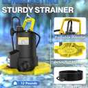 Automatic Pool Cover Pump - 1 HP 3500 GPH Water Pump Above Ground with Check Valve, 3 Adapters and 29.5FT Extra Long Power Cord, Sump Pump Water Removal for Pool, Hot Tubs (Yellow)