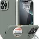 SuydanBox Magnetic for iPhone 16 Pro Max Case with Stand, Compatible with MagSafe, Silicone Upgraded [Camera Control Button] Shockproof Protective Phone Case for iPhone 16 Pro Max 6.7",Calke Green