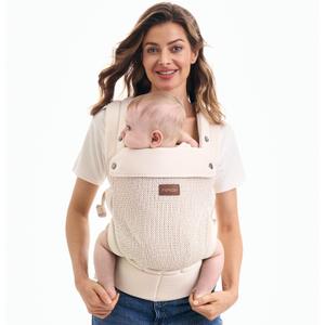 Momcozy Baby Carrier - Ergonomic, Cozy and Lightweight Carrier for 7-45lbs, Effortless to Put On, Ideal for Hands-Free Parenting, Enhanced Lumbar Support, Air Mesh-Almond