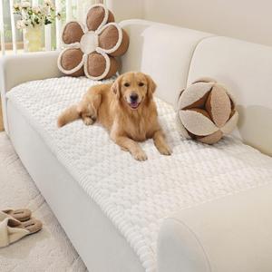 OstepDecor Washable Couch Cover for Dogs, Thick Pet Friendly Sofa Covers, Soft Couch Protector, Paw Cart Sofa Slipcovers, Cushion Protector for Leather, Sectional, Loveseat (27.6" x 47.2", White)