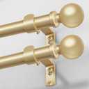 2 Pack Gold Curtain Rod 36-60 Inch, 1 Inch Adjustable Heavy Duty Curtain Rods for Windows, Decorative Modern Window Treatment Rods, Splicing Metal Drapery Pole, Easy Installation