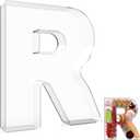 13.8" Extra Large Acrylic Letter Charcuterie Board Box, Reusable Fillable Letter Cake Candy Dish Display Serving Tray for Birthday Anniversary Party Decoration (R)