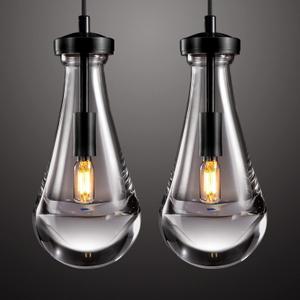 Raindrop Pendant Light Set of Two, Black Pendant Lights Kitchen Island, Pendant Lighting Tear Drops Pendant Light Fixtures, Pendant Lights for Kitchen Island Bedroom Bathroom, Included Bulb