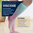 Pembrook Bamboo Viscose Light Compression Socks - 3 Pairs | 8-15 mmhg Compression Socks | Knee High Comfort Support Socks (Blue, S)