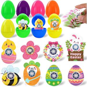 24 Set Easter Eggs with Fidget Toy Prefilled Eggs with Stress Relief Sensory Toy for Easter Eggs Hunt Prefilled Easter Basket Stuffers Party Favors Classroom Prize Easter Gifts for Kids Boys Girls