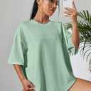 Fenxxxl Womens Oversized Tshirts Shirts Gym Workout Tops Baggy Streetwear Boyfriend Graphic Tee Y2K 2025 (M)