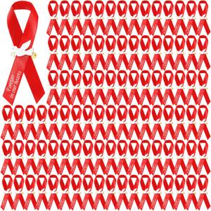 Geosar 100 Pcs Dove Funeral Memorial Ribbons Pins Memorial Service Respect Funeral Personalized Ribbon Bow with Safety Pins and White Dove for Mourning Remembrance Day Event(Red)