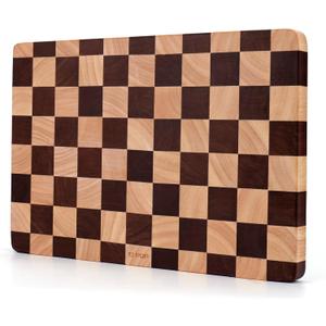 Checkered Cutting Board 15 x 10 in, Wood Checkerboard Cutting Board for Kitchen, Wooden Serving Tray Charcuterie Board for Meat, Fruit, Cheese, Bread