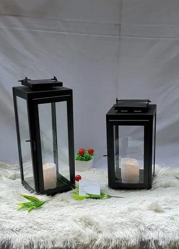 Black Lanterns Decorative Indoor, Tempered Glasses 13 inch