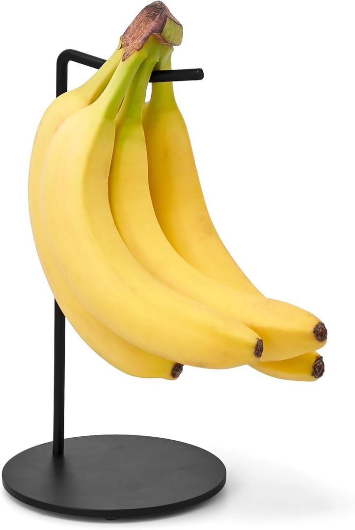 Libken Banana Holder Stand Black Powder Coated Metal Banana Tree with Heavy Base Minimal Scandinavian Design, Rust Resistant & Durable Banana Hook for Kitchen Countertop Fruit Storage