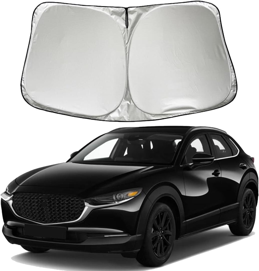 Car Windshield Sun Shade Sunshade for Mazda 3 Mazda3 2026 2025 2024 2023-2019 Hatchback/Sedan Accessories, Foldable Car Front Window Sun Shield Visor with Storage Bag