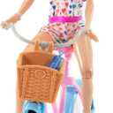Barbie Doll and Bike Playset with Doll (11.5 in, Blonde), Bicycle with Rolling Wheels & Water Bottle Accessory, Gift for 3 to 7 Year Olds